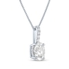 Thumbnail Image 2 of Oval-Cut White Lab-Created Sapphire Drop Necklace Sterling Silver 18"