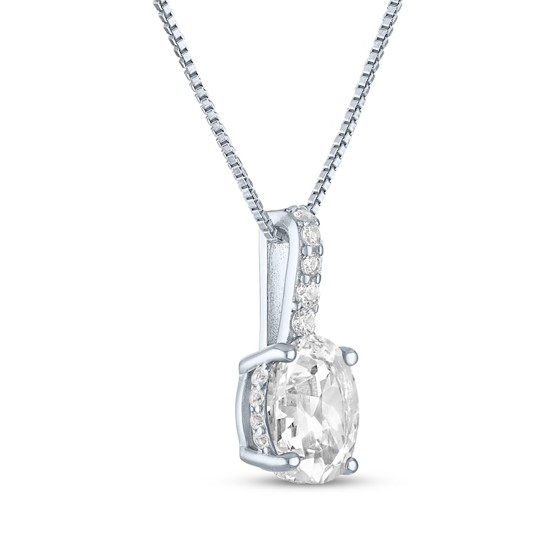 Main Image 2 of Oval-Cut White Lab-Created Sapphire Drop Necklace Sterling Silver 18"