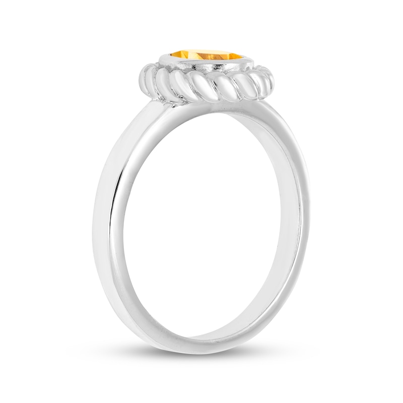 Main Image 2 of Oval-Cut Citrine Solitaire Twist Frame Ring Sterling Silver