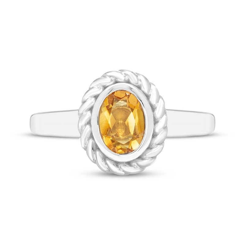 Main Image 3 of Oval-Cut Citrine Solitaire Twist Frame Ring Sterling Silver