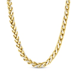 5.75mm Wheat Chain Necklace Yellow & White Ion-Plated Solid Stainless Steel 24"