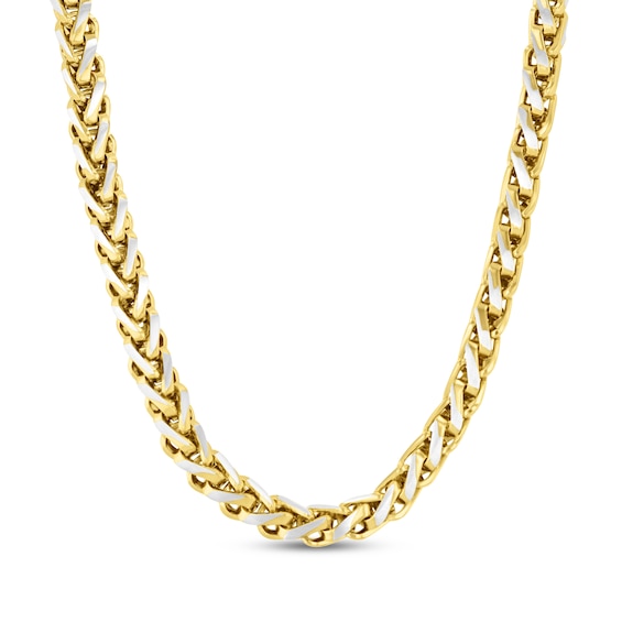 5.75mm Wheat Chain Necklace Yellow & White Ion-Plated Solid Stainless Steel 24"