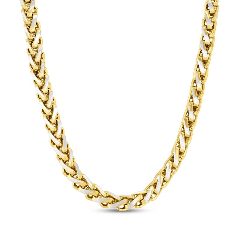 Main Image 1 of 5.75mm Wheat Chain Necklace Yellow & White Ion-Plated Solid Stainless Steel 24"