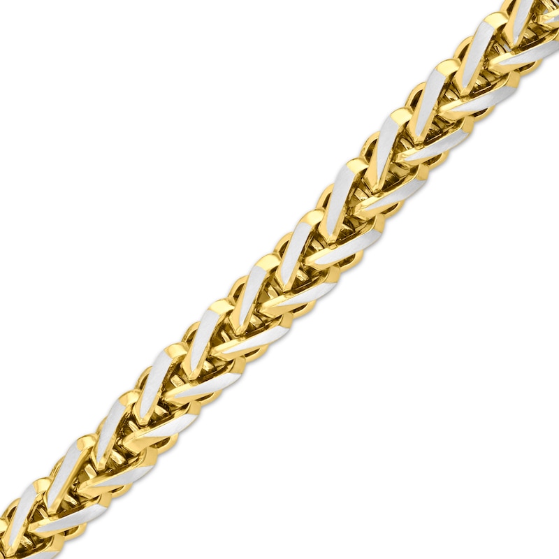 Main Image 2 of 5.75mm Wheat Chain Necklace Yellow & White Ion-Plated Solid Stainless Steel 24"