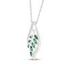 Thumbnail Image 2 of Marquise-Cut Lab-Created Emerald & White Lab-Created Sapphire Leaf Necklace Sterling Silver 18"