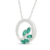 Thumbnail Image 2 of Marquise-Cut Lab-Created Emerald & White Lab-Created Sapphire Leaf Circle Frame Necklace Sterling Silver 18"