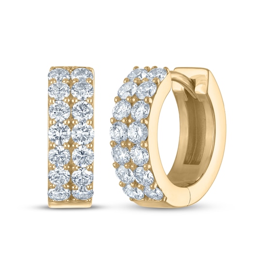 KAY Lab-Grown Diamonds Two-Row Pavé Huggie Hoop Earrings 1 ct tw 10K Gold