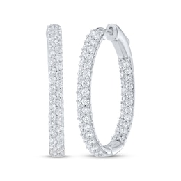 Lab-Grown Diamond Inside-Out Two-Row Hoop Earrings 3 ct tw 10K White Gold