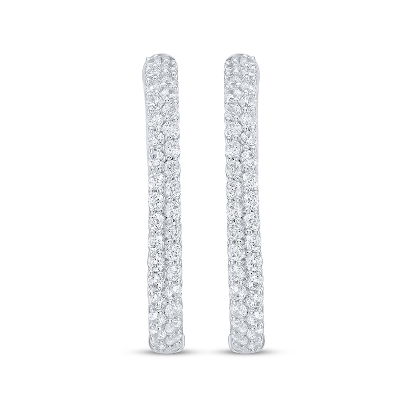 Main Image 2 of Lab-Grown Diamond Inside-Out Two-Row Hoop Earrings 3 ct tw 10K White Gold