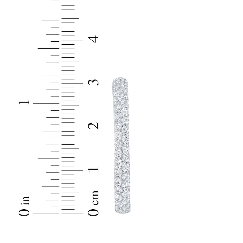 Main Image 5 of Lab-Grown Diamond Inside-Out Two-Row Hoop Earrings 3 ct tw 10K White Gold