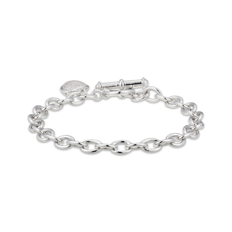 Main Image 2 of Diamond Pavé Heart Toggle Bracelet 1/4 ct tw Sterling Silver 7.25"