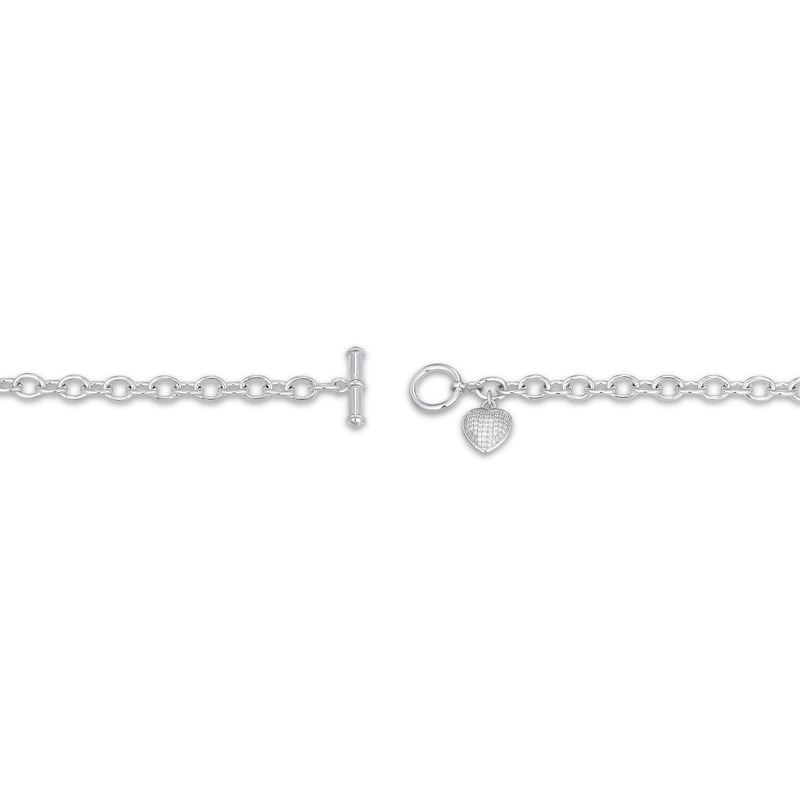 Main Image 4 of Diamond Pavé Heart Toggle Bracelet 1/4 ct tw Sterling Silver 7.25"