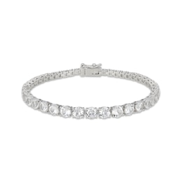White Lab-Created Sapphire Graduated Tennis Bracelet Sterling Silver 7.25"