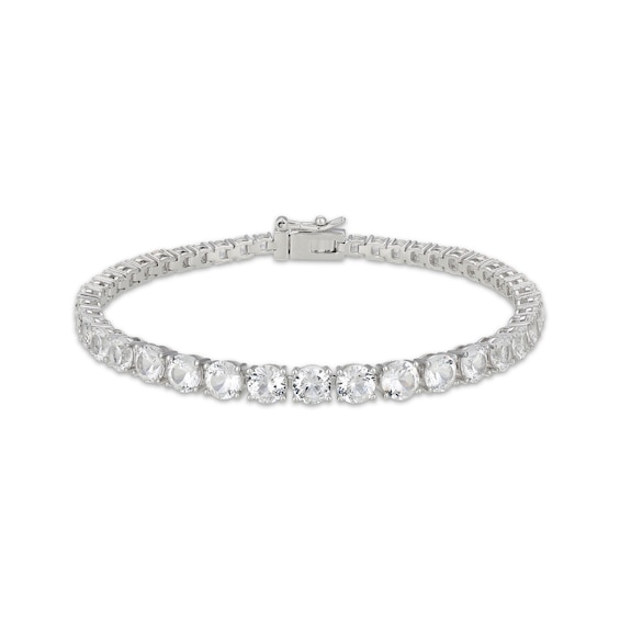White Lab-Created Sapphire Graduated Tennis Bracelet Sterling Silver 7.25"