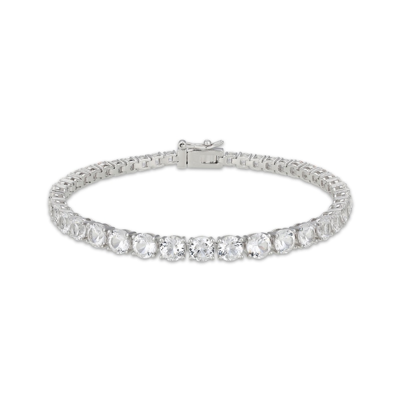 Main Image 1 of White Lab-Created Sapphire Graduated Tennis Bracelet Sterling Silver 7.25"
