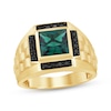 Thumbnail Image 1 of Men's Square-Cut Lab-Created Emerald & Black Diamond Ring 1/3 ct tw 10K Yellow Gold