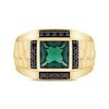 Thumbnail Image 3 of Men's Square-Cut Lab-Created Emerald & Black Diamond Ring 1/3 ct tw 10K Yellow Gold