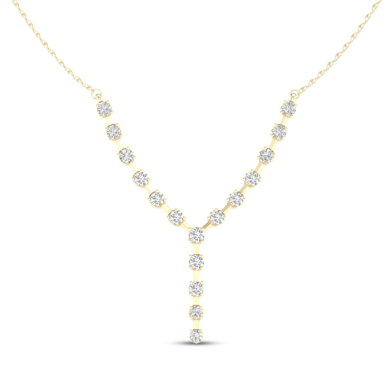 Main Image 1 of Diamond Y-Drop Necklace 1 ct tw 10K Yellow Gold 17"