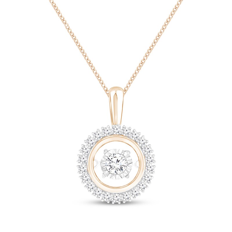 Main Image 1 of Unstoppable Love Diamond Halo Necklace 1/3 ct tw 10K Rose Gold 19"