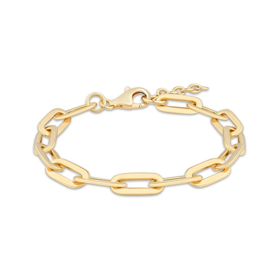 8mm Paperclip Chain Bracelet 24K Yellow Gold Vermeil Solid Sterling Silver 7.5"