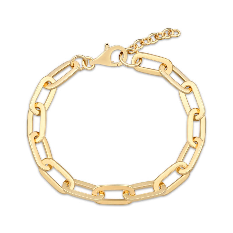 Main Image 2 of 8mm Paperclip Chain Bracelet 24K Yellow Gold Vermeil Solid Sterling Silver 7.5"
