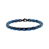 Thumbnail Image 3 of 6mm Rounded H-Link Chain Necklace & Bracelet Set Black & Blue Ion-Plated Stainless Steel