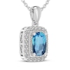 Thumbnail Image 2 of Cushion-Cut Swiss Blue Topaz & White Lab-Created Sapphire Halo Necklace Sterling Silver 18"