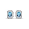 Thumbnail Image 2 of Cushion-Cut Swiss Blue Topaz & White Lab-Created Sapphire Halo Stud Earrings Sterling Silver