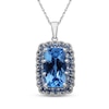 Thumbnail Image 1 of Cushion-Cut Swiss Blue Topaz Scalloped Halo Necklace Sterling Silver 18"