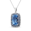 Thumbnail Image 2 of Cushion-Cut Swiss Blue Topaz Scalloped Halo Necklace Sterling Silver 18"