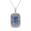 Thumbnail Image 3 of Cushion-Cut Swiss Blue Topaz Scalloped Halo Necklace Sterling Silver 18"