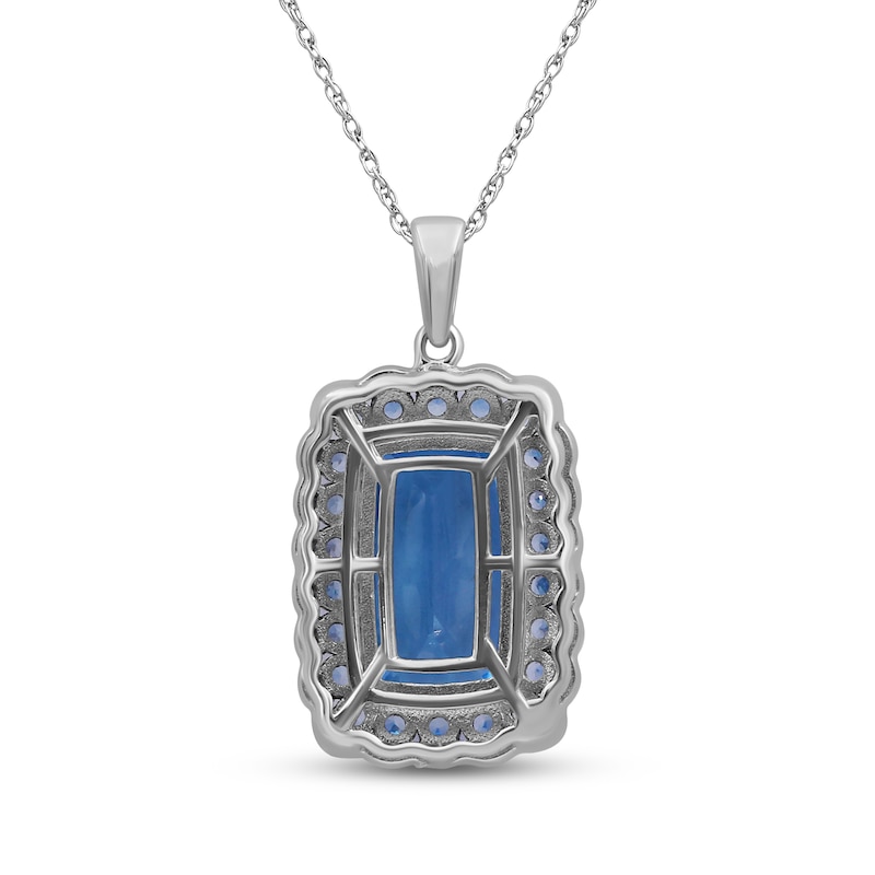 Main Image 3 of Cushion-Cut Swiss Blue Topaz Scalloped Halo Necklace Sterling Silver 18"