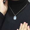 Thumbnail Image 4 of Cushion-Cut Swiss Blue Topaz Scalloped Halo Necklace Sterling Silver 18"