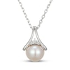 Thumbnail Image 1 of Cultured Pearl & White Lab-Created Sapphire Necklace Sterling Silver 18"
