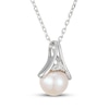 Thumbnail Image 2 of Cultured Pearl & White Lab-Created Sapphire Necklace Sterling Silver 18"