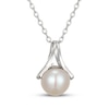 Thumbnail Image 3 of Cultured Pearl & White Lab-Created Sapphire Necklace Sterling Silver 18"