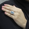 Thumbnail Image 3 of Cushion-Cut Swiss Blue Topaz Scalloped Halo Ring Sterling Silver