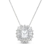 Thumbnail Image 1 of Cushion-Cut White Lab-Created Sapphire Starburst Frame Necklace Sterling Silver 18"