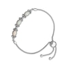 Thumbnail Image 3 of Oval-Cut Lab-Created Opal & White Lab-Created Sapphire Bow Bolo Bracelet Sterling Silver 9"
