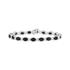 Thumbnail Image 1 of Oval-Cut Black Onyx & White Lab-Created Sapphire Bracelet Sterling Silver 7.5"