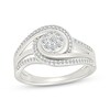 Thumbnail Image 1 of Multi-Diamond Swirl Halo Fashion Ring 1/3 ct tw Sterling Silver