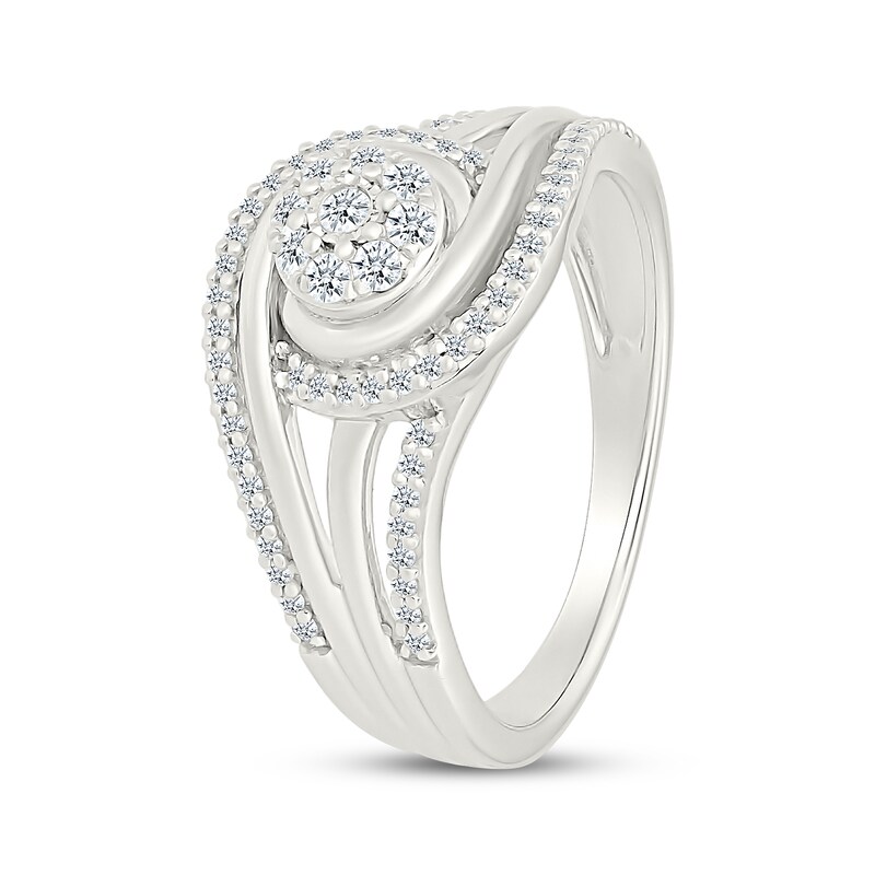 Main Image 2 of Multi-Diamond Swirl Halo Fashion Ring 1/3 ct tw Sterling Silver