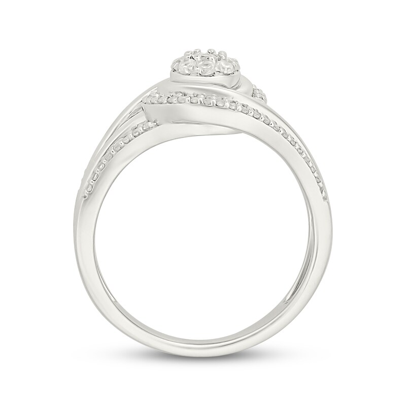 Main Image 3 of Multi-Diamond Swirl Halo Fashion Ring 1/3 ct tw Sterling Silver
