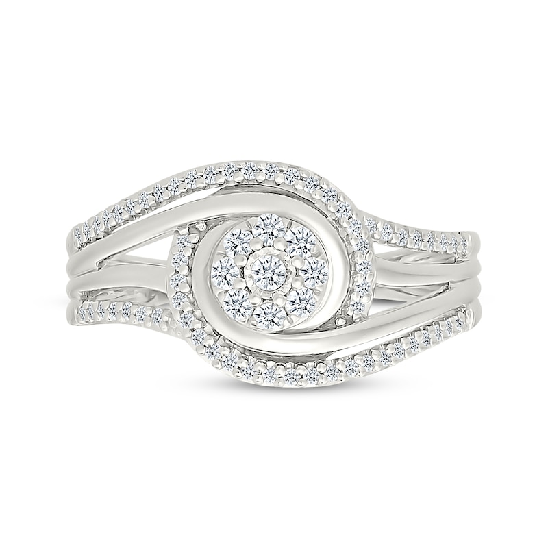 Main Image 4 of Multi-Diamond Swirl Halo Fashion Ring 1/3 ct tw Sterling Silver