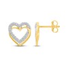 Thumbnail Image 3 of Diamond Overlapping Heart Frame Stud Earrings 1/4 ct tw 10K Yellow Gold