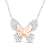 Thumbnail Image 1 of Diamond Butterfly Necklace 1/8 ct tw Sterling Silver & 10K Rose Gold 18"