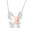 Thumbnail Image 2 of Diamond Butterfly Necklace 1/8 ct tw Sterling Silver & 10K Rose Gold 18"
