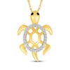 Thumbnail Image 1 of Black & White Diamond Turtle Necklace 1/15 ct tw 24K Yellow Gold Vermeil Sterling Silver 18"