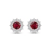 Thumbnail Image 2 of Lab-Created Ruby & White Lab-Created Sapphire Starburst Halo Stud Earrings Sterling Silver