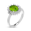 Thumbnail Image 2 of Oval-Cut Peridot & White Lab-Created Sapphire Halo Cocktail Ring Sterling Silver